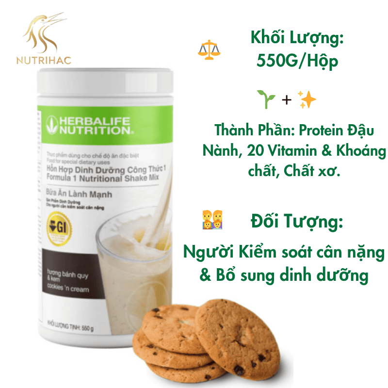 Herbalife F1 - Hỗn Hợp Dinh Dưỡng Công Thức 1 Vị Bánh Quy Kem