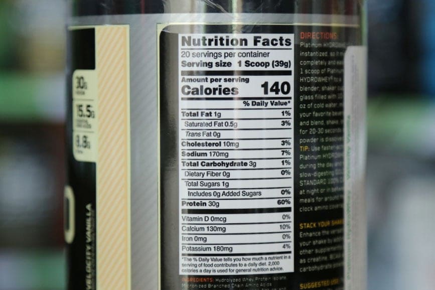 Thành Phần Dinh Dưỡng Của Platinum Hydrowhey