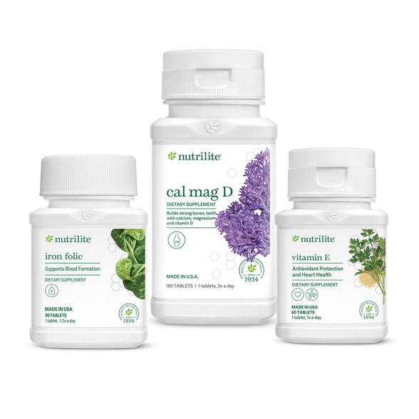 Bộ Sức Khỏe Nữ Giới Amway (Sắt, Canxi, E) – Hỗ Trợ Sức Khỏe Toàn Diện