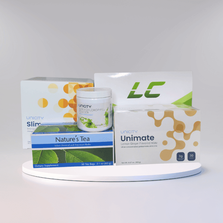 Bộ Cân Bằng Chuyển Hóa Unicity LC Vani, Diệp Lục, Bios Life Slim, Trà Unimate