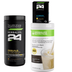 Bộ Sản Phẩm Dinh Dưỡng Thể Thao Herbalife _ F1, Đạm Đen Rebuild Strength, 24 Hydrate