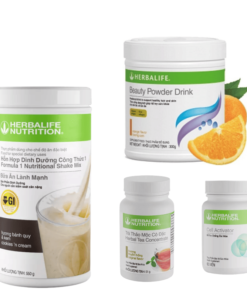 Bộ Sản Phẩm Hỗ Trợ Làm Đẹp Herbalife _ Collagen, Sữa F1, Trà Cô Đặc, Cell Activator