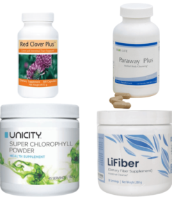 Bộ Sản Phẩm Thải Độc Unicity _ Diệp Lục, Red Clover Plus, Paraway Plus, Lifiber